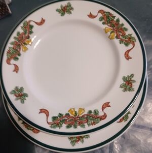 4 Salad Set Plates, Johnson Bro.,8". Green and Red.  New Without Tag